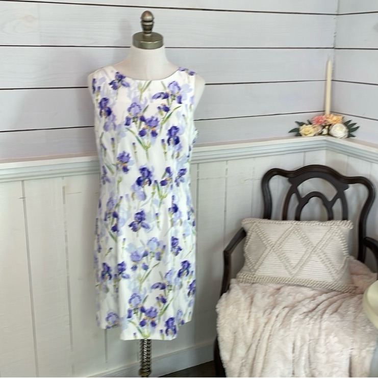 Alyx White And Purple Sheath Floral Dress